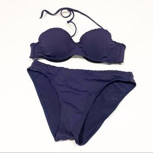 IODUS par Pierre Martinez Bikini Convertible Top Navy Blue Bikini Sz 6
